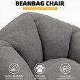 thumbnail image 6 of DEALTOPS Bean Bag Sofa Chair with Footrest, Foam-Filled Comfy Lounge Chair for Living Room, Bedroom, Dorm & Nursery, Gray, 6 of 7