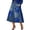 Blue, variant on Midi Skirts for Women Faux Denim Floral Print A Line Skirts High Waist Patchwork Causal Skirts with Pockets, M