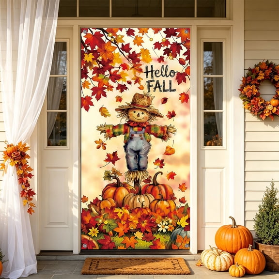 Halloween Sale Clearance!Fall Decorations for Home, Thanksgiving Door Cover Door Curtain Festive Decorations Thanksgiving Ambiance Background Cloth Banners Ambiance Arrangement