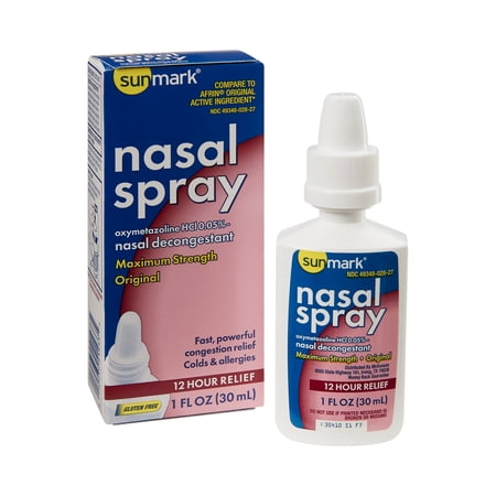 Sunmark Nasal Spray, Maximum Strength Decongestant for Cold, Allergies - 1 oz, 1 Ct