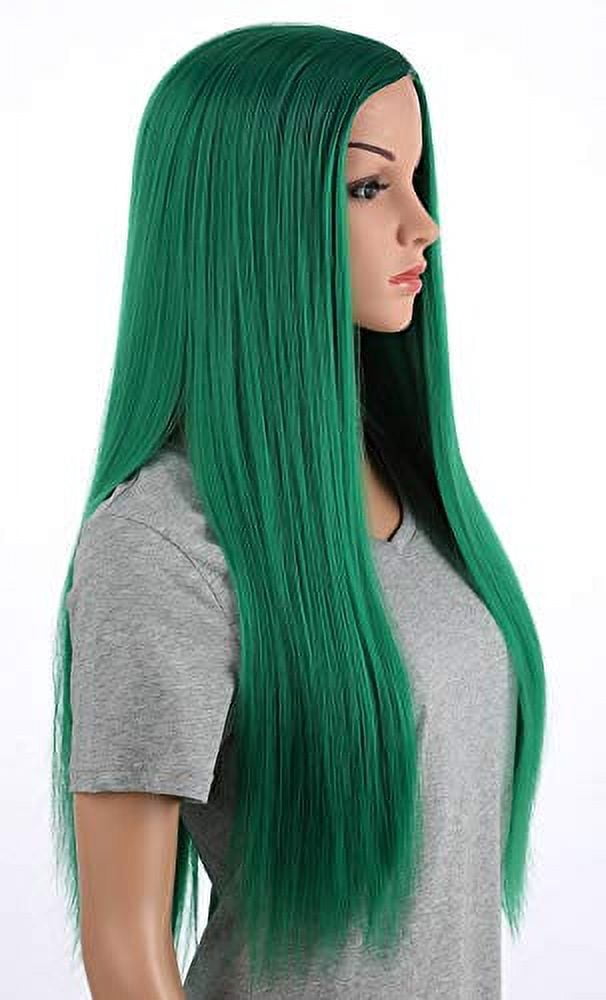 Onedor 31 Inches Green Straight Long Synthetic Hair Women Full Head Cosplay Wig with Wig Cap
