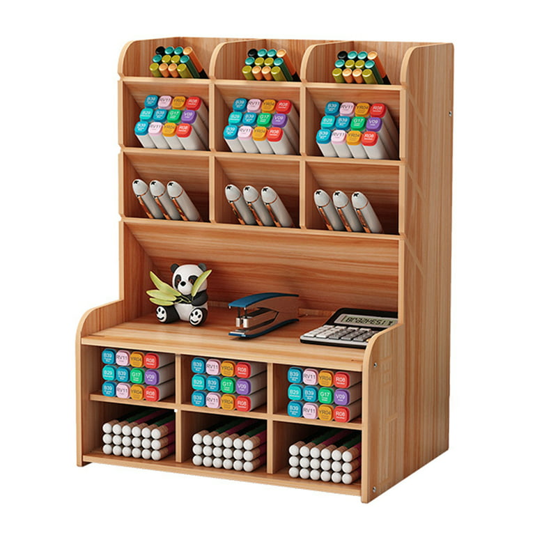 Marbrasse Wooden Desk Organizer, Multi-functional DIY Pen Holder, Organizer for Desk, Desktop Stationary, Easy Assembly, Home Office Art Supplies