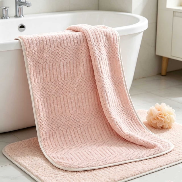 Horivan Microfiber Coral Fleece Bath Towel 55 Inch Quick Dry High Absorbent Bath Sheet with Hanging Loop for Bathroom