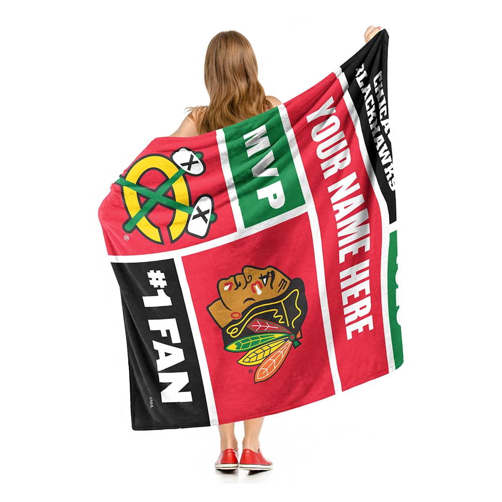 Chicago Blackhawks NHL Colorblock Personalized Silk Touch Throw Blanket, 50" X 60"