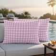 thumbnail image 5 of Outdoor Waterproof Pillow Covers Farmhouse Pink Purple Plaid Decorative Throw Pillow Protectors,Pillowcase Cushion Cases for Patio Sofa Garden Couch,20x12in,Pack of 2, 5 of 14
