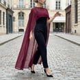 thumbnail image 5 of Helii Women Chiffon Cape Mesh Poncho – Boat Neck Sheer Bolero for Evening Dress, Lightweight Batwing Sleeve Shrug for Wedding Party Beach, Polyester Cover Up Wine,One Size, 5 of 7