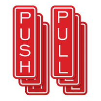 Signs ByLITA Classic Vertical Push Pull Self-Adhesive Door Sign for Businesses, Shops, Restaurants, Hotels and more (3 Pack) Sign (Red) - Large