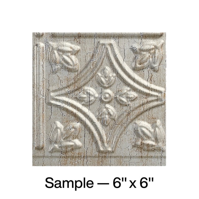 FASÄDE Traditional Style 1 Decorative Vinyl Backsplash Panel in Vintage Metal (6X6 Inch Sample)