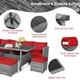 thumbnail image 3 of 7 Pieces Wicker Outdoor Sectional Sofa Set with Dining Table, 3 of 9