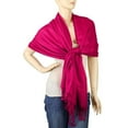 thumbnail image 2 of Soft Silky Pashmina Shawl Wraps Solid Colors Scarf for Wedding Evening Dresses Rose red Free, 2 of 3