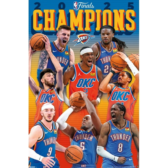 NBA Oklahoma City Thunder - 2025 NBA Finals Champions Wall Poster, 22.375" x 34"