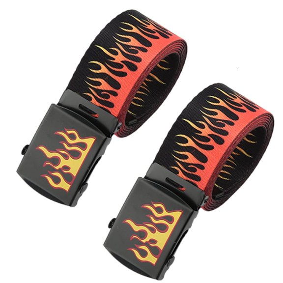 Rocker Waistbelt Flame Detail Belt Durable Unisex Fashion Waist Accessory