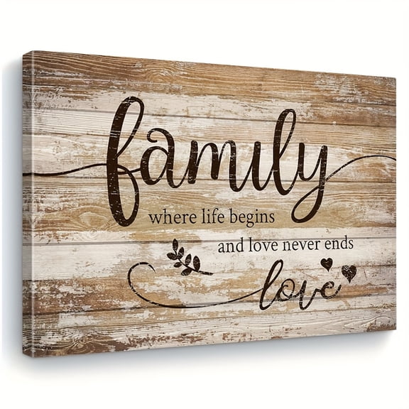 Framed, farmhouse family wall decoration for living room and family room, canvas wall art for bedroom headboard, rustic sweet quotes print, vintage kitchen sign, wooden picture, vintage Christian art