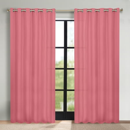 Superior Solid Blackout Curtains, Set of 2, 70"x 84", Pink