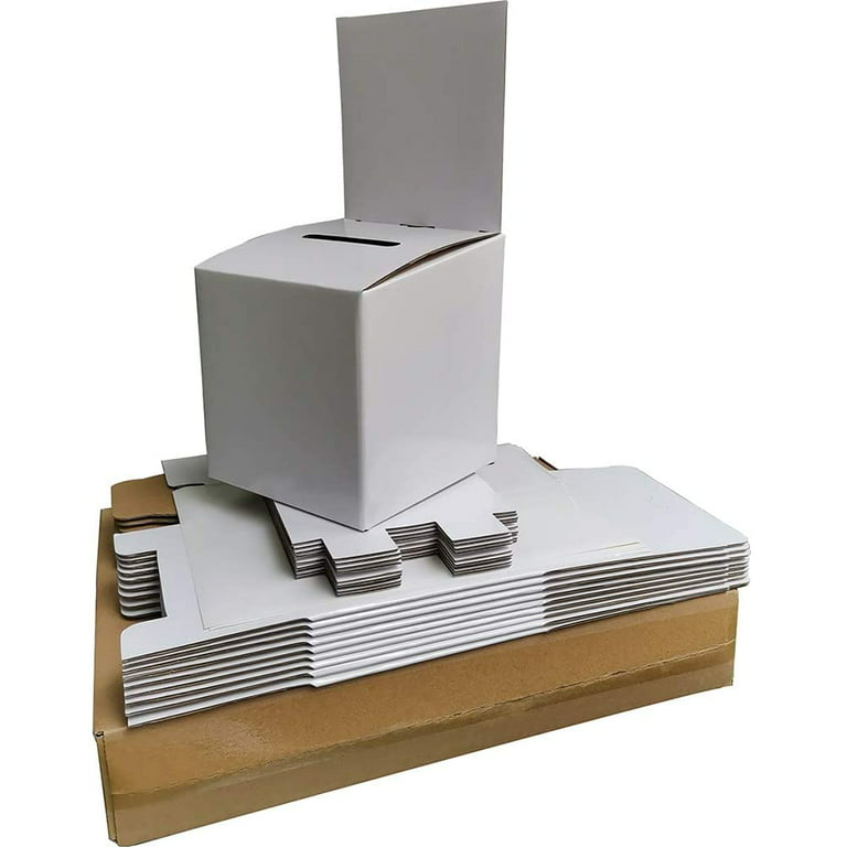 The Party Aisle™ 10Pk White Small Mini Raffle Ticket Cardboard Box 6 x 6 x  12 Tip Box Donations Coin Drop