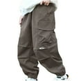 thumbnail image 2 of Wancir Boys Windproof Cargo Pants Wide Leg Elastic Waist Waterproof Y2K Baggy Parachute Pants Harem Hiking Hip Hop Trouser 6-16T, 2 of 3