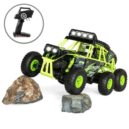 Best Choice Products 1/24 Scale Kids 6.2MPH Remote Control Off Road Cross Country 6-Wheel All Terrain Crawler Buggy Rock Climber Toy Truck w/ Spring Shocks, Lights, Rechargeable Battery - (Best Cross Country Car)