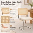 thumbnail image 5 of SESSLIFE Dining Chairs Set of 2, Rattan Cane Back Dining Room Chairs with Velvet Upholstered Seat, Cantilever Kitchen Chairs with Chrome Frame, 300 lbs, Beige, 5 of 10