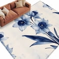 thumbnail image 2 of 5'x8' Area Rugs, Vintage Blue Floral Indoor Outdoor Area Rug for Living Room Bedroom, Spring Blooms Botanicals Washable Bathroom Rugs Kitchen Floor Carpet Mats Home Decor Aesthetic, 2 of 8