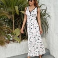 thumbnail image 6 of Eyelashes And Mascara, Strokes, Coffee Cup, Closed Eyes Womens Night Club Maxi Dress V Neck Sleeveless Bohemia Long Dresses, 6 of 9