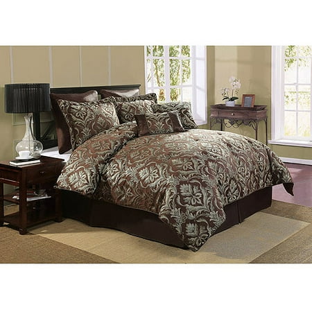 Victoria Classics Bellagio 8-Piece Bedding Comforter Set, Green/Chocolate