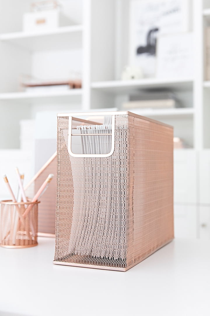 Monte 5 Piece Rose Gold Desk Organizer Set with Desktop Hanging File Organizer