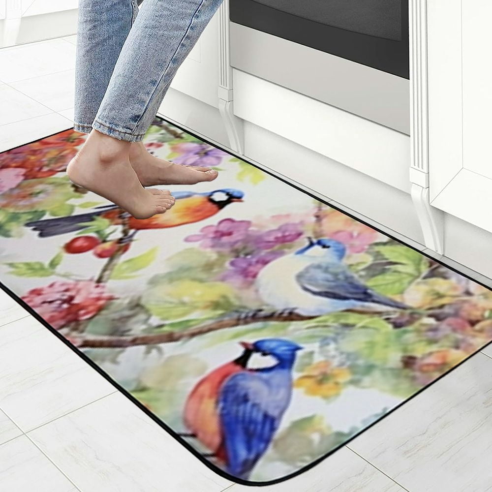 PHYHOO Doormat Colorful Birds and Flowers Non-Slip Indoor Entryway Door Mat (Rubber Backing) 19.68*47.24 in