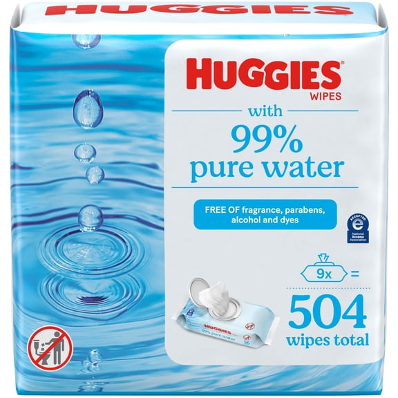 Toallitas húmedas Huggies, 99% de agua pura, sin perfume, 504 toallitas
