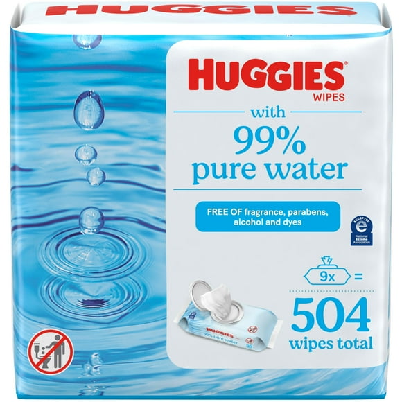 Toallitas húmedas Huggies, 99% de agua pura, sin perfume, 504 toallitas