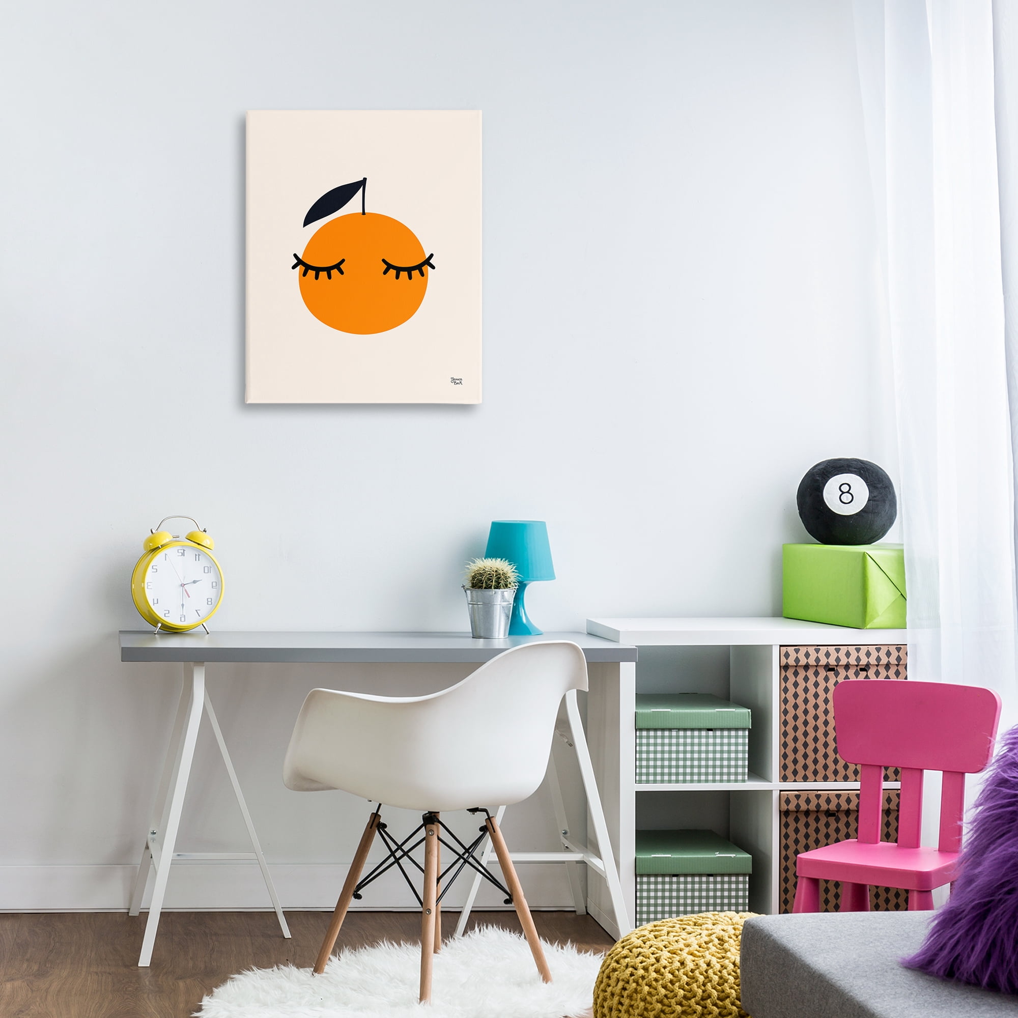 Stupell Industries Orange with Eyelashes Food & Beverage Painting Wrapped Canvas Art Print Wall Art, 24 x 30