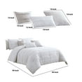 thumbnail image 6 of Benjara 6 Piece Queen Cotton Comforter Set with Frayed Edges, White and Gray, 6 of 6