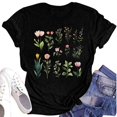 thumbnail image 2 of NAMTYQX Summer Tops Breathable Boxy Fit Oversize Stretchy Printed Short Sleeve Gemustert Crewneck Fashion Short Sleeve Shirts for Women Black Size S, 2 of 4