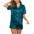 thumbnail image 5 of Ichuanyi Womens Silk Satin Pajamas Set Two-Piece Sleepwear Loungewear Button-Down Sets, 5 of 6