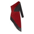 thumbnail image 6 of Haitryli Women Fringe Latin Dance Dress Irregular Hem Ballroom Tango Salsa Latin Dance Dress Burgundy XXL, 6 of 8