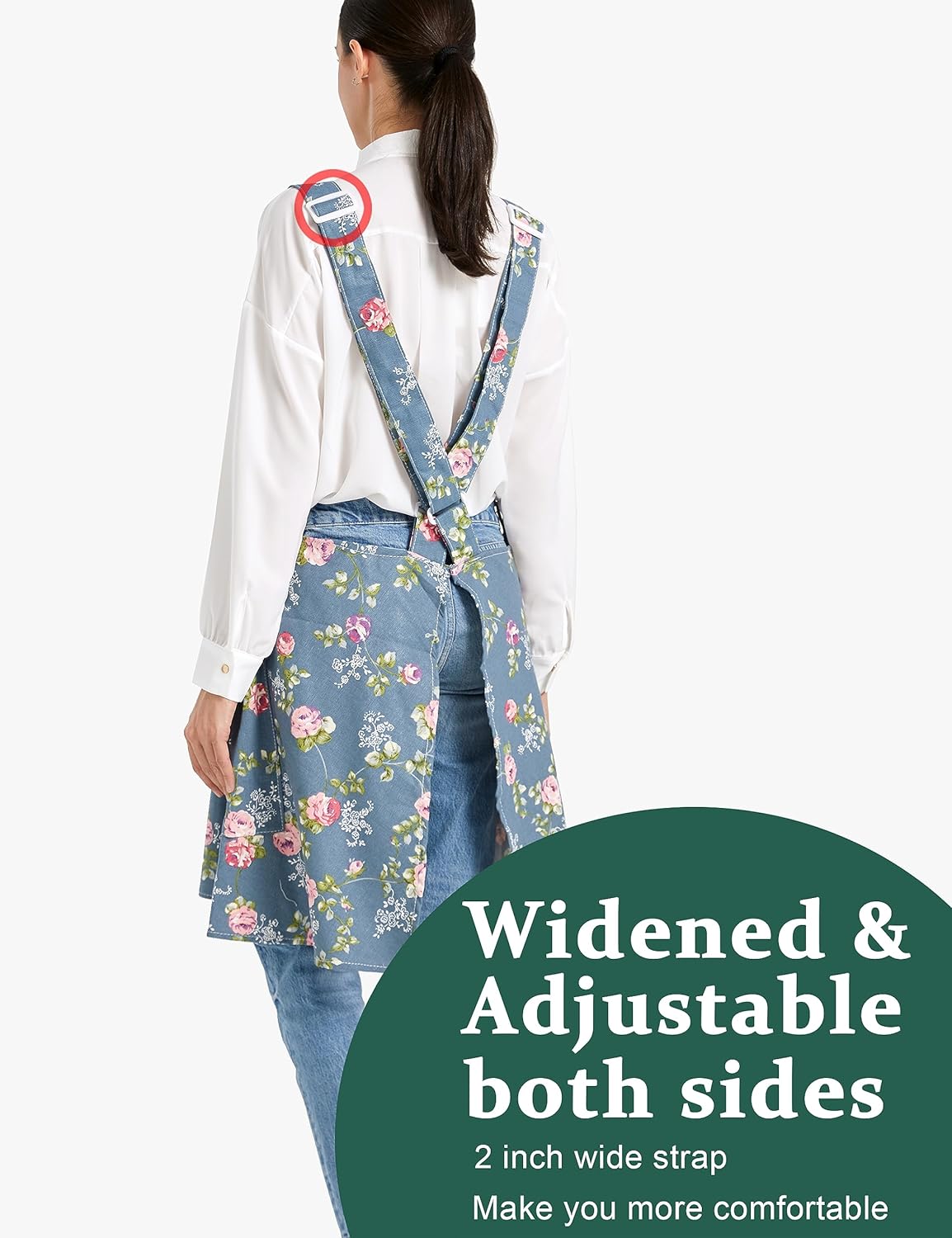 Cozy Adjustable Cross Back Aprons for Women with Pockets Cotton Linen Cooking Kitchen Baking