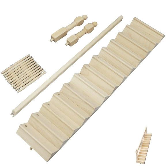 ROSENICE 1 Set Decorative Mini Staircase Model for DIY Supplies and Mini House Decor in Khaki Wood