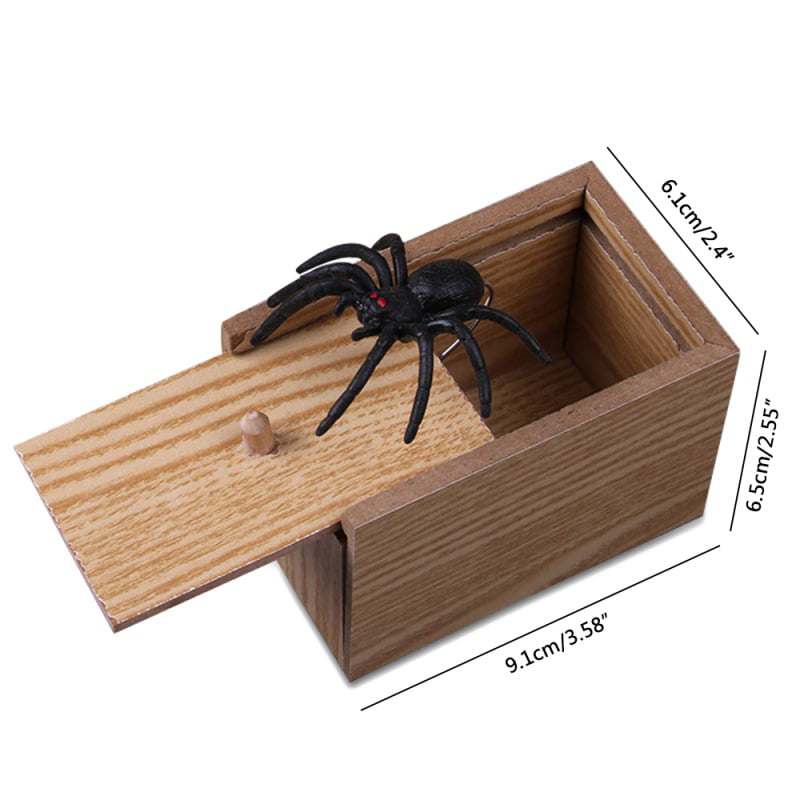 Funny-Wooden Prank SPIDER Scare Box Office Practical Joke Toy Gag Gift 