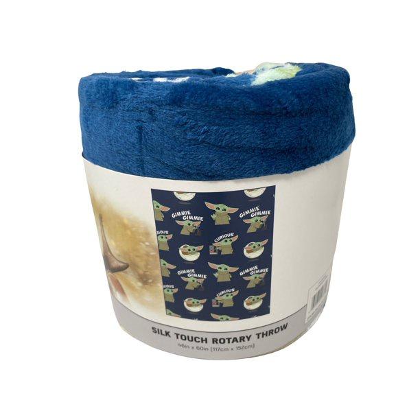 The Mandalorian Baby Yoda 46x60 Plush Throw Blanket Rolled with Paper