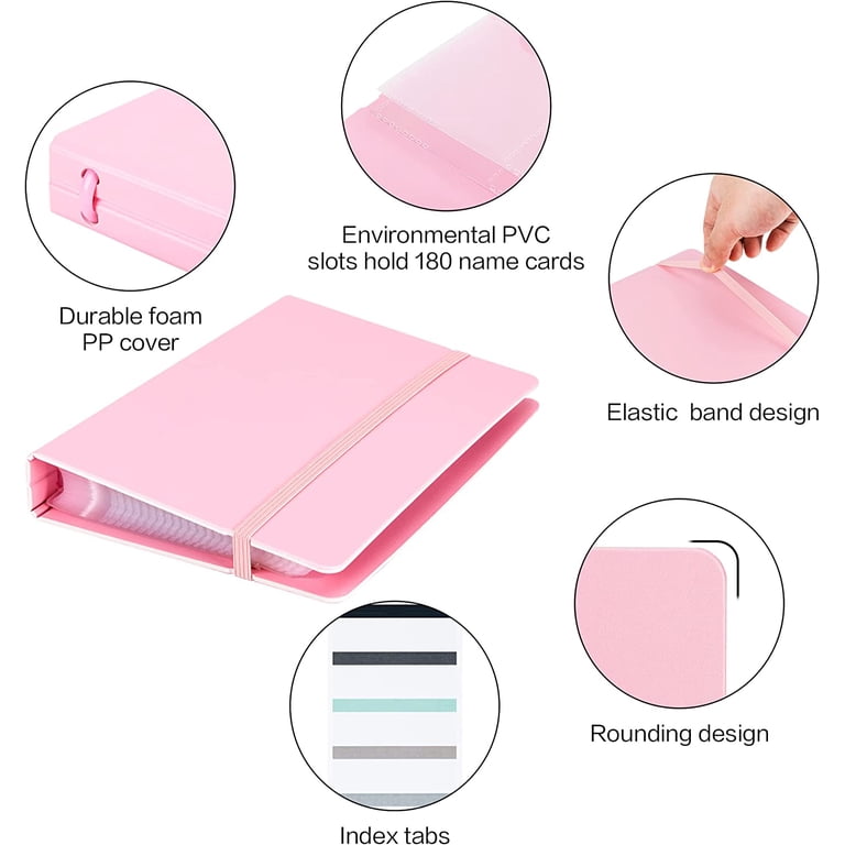 Deli Business Card Holder, Pink, Holds 180 Cards photo 2