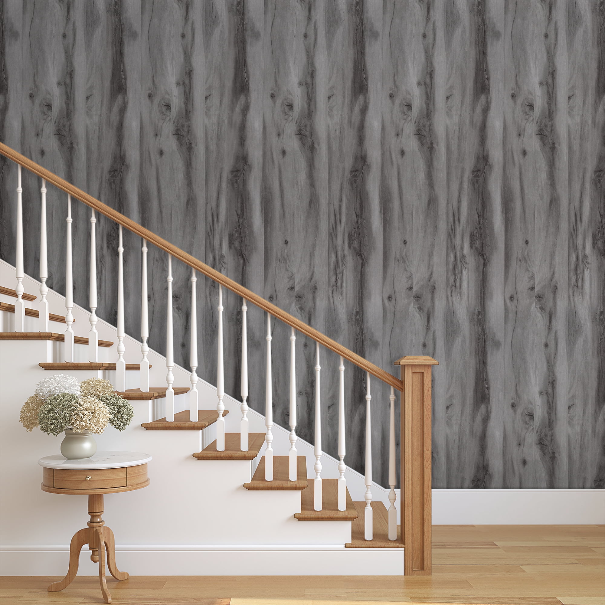 Abyssaly Gray Wood Peel and Stick Wallpaper 15.7 "x 393" Self-adhesive Thick Matte Gray Texture Contact Paper Vinyl Wallpaper for Bedroom Living Room Countertop