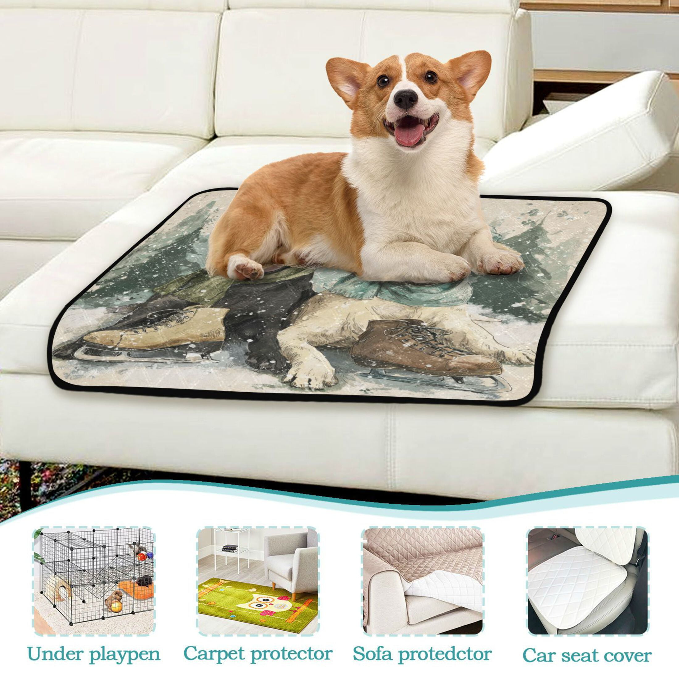 Qxltty Snow Labrador Cat litter Pads Pet Set of 3 Diaper Mats Center Anti-leakage Layer Absorbent Soft and Comfortable