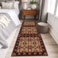 thumbnail image 4 of 2'x6' Rug Runners for Hallways Kitchen, Brown Red Boho Non Slip Entryway Beside Floor Carpet Runner, Vintage Geometric Abstract Art Washable Laundry Room Bedroom Throw Rugs Mat for Family Pet, 4 of 8