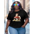 thumbnail image 3 of Women's T-Shirt Red Mushroom Watercolor Cute Squirrel Short Sleeve Casual Tee Classic Crew Neck T Shirt for Women Black, S, 3 of 7