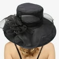 thumbnail image 2 of AWZXDE Womens Dress Hat With Wide Leaf Flower Beach Hats For Women Bridal Shower Sun Block Elegant And Casual Black, 2 of 5