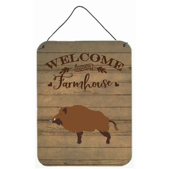Caroline's Treasures CK6880DS1216 Wild Boar Pig Welcome Wall or Door Hanging Prints, 12x16, multicolor
