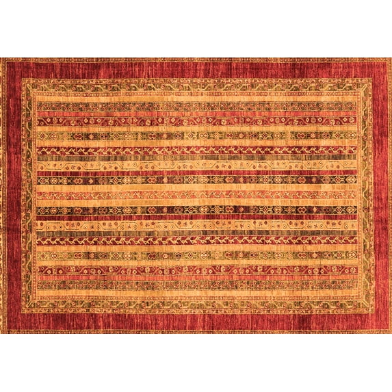 Ahgly Company Indoor Rectangle Abstract Orange Modern Area Rugs, 4' x 6'