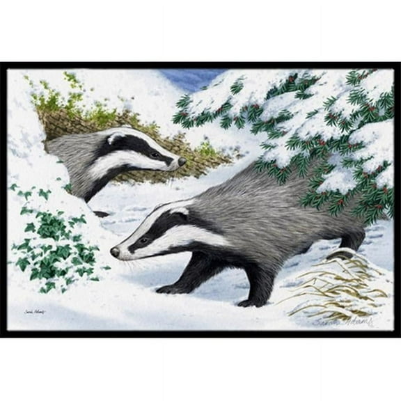 Badgers in the Snow Indoor or Outdoor Mat, 18 x 27