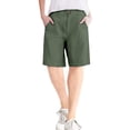 thumbnail image 2 of Ovticza Bermuda pour Femme Short Décontracté en Lin Taille Haute Short d'Été avec Poches Vert m, 2 of 5