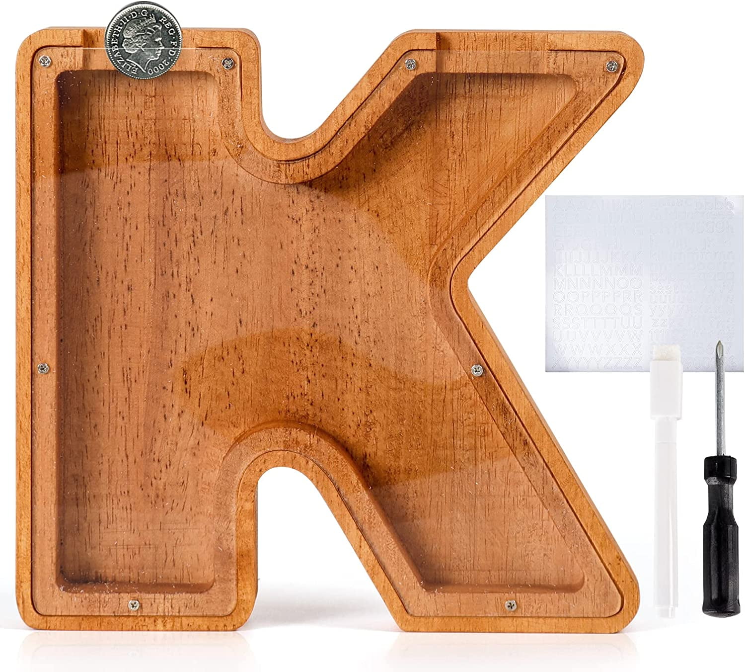 Personalized Wooden Letter Piggy Bank Large Alphabet Letter Piggy Bank