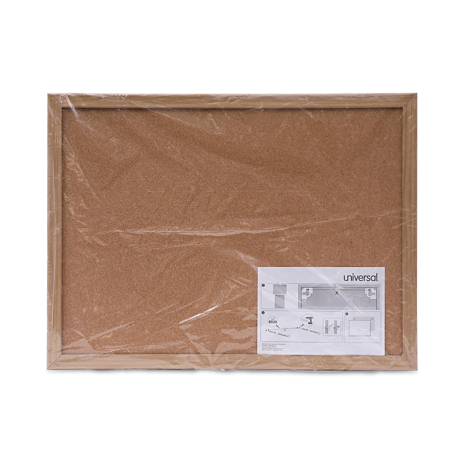 UNIVERSAL Cork Board with Oak Style Frame 24 x 18 Natural Oak-Finished Frame 43602